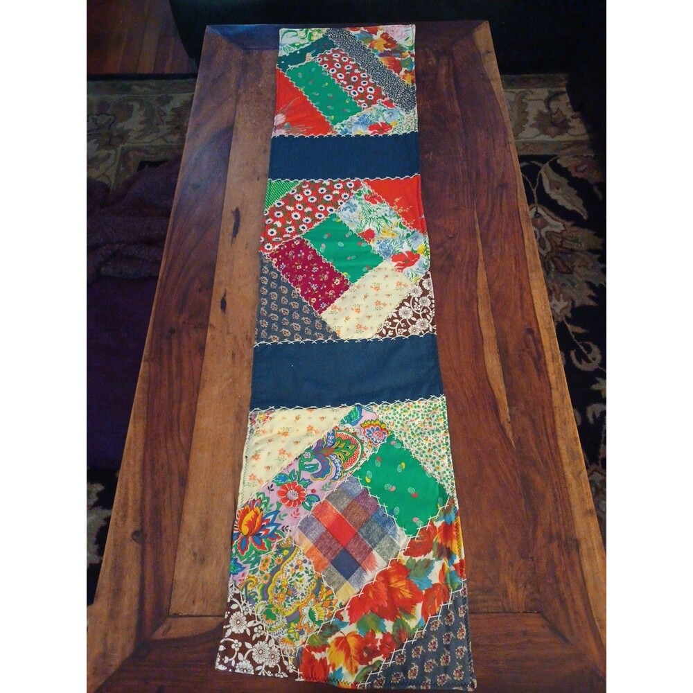 Patchwork table runner boho rustic retro colorful tapestry wallhanging handmade?